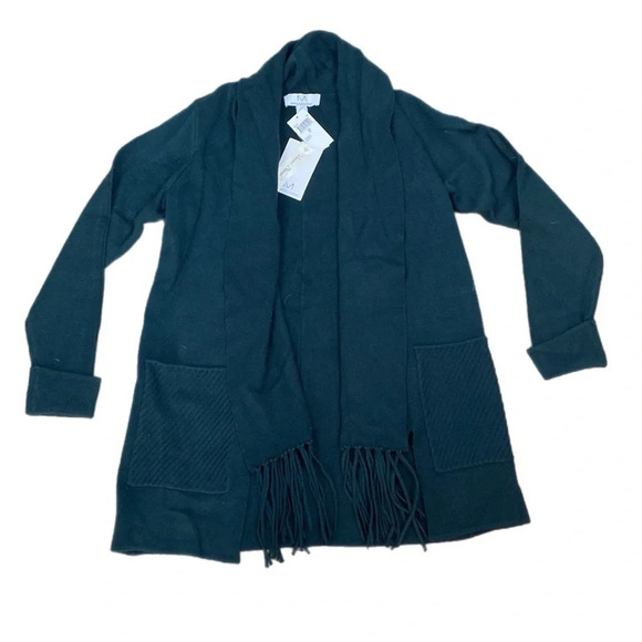 Magaschoni Fringe Open Front Cardigan in Emerald Green size small - Picture 12 of 13